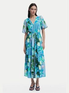 Desigual Sukienka koszulowa Nancy 25SWVW18 Niebieski Regular Fit. Niebieskie kombinezony Desigual, m, bez wzorów, z wiskozy, bez kołnierzyka, bez ramiączek. Za 379,99 zł.