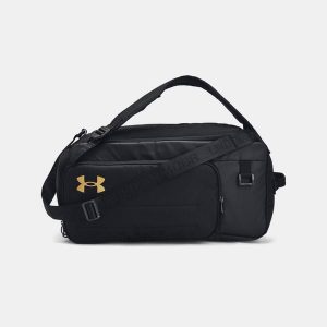 Torba sportowa UNDER ARMOUR Contain Duo Small Backpack Duffle wodoodporna. Czarne torby podróżne i sportowe Under Armour, bez wzorów. Za 262,49 zł.