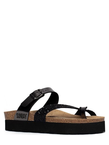 Sunbay Japonki "Acheron" w kolorze czarnym rozmiar: 37. Czarne klapki Sunbay, bez wzorów, z otwartym noskiem, bez obcasa, na platformie. Za 128,85 zł.