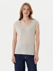 United Colors Of Benetton T-Shirt 37UJE16B1 Beżowy Regular Fit. Brązowe t-shirty United Colors of Benetton, s, bez wzorów, ze lnu, bez kołnierzyka, bez ramiączek. Za 79,99 zł.