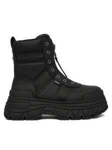 Buffalo Trzewiki Fusion Front Zip 1270130 Czarny. Czarne botki Buffalo, bez wzorów, ze skóry, bez obcasa, na koturnie, bez zapięcia. Za 569,99 zł.