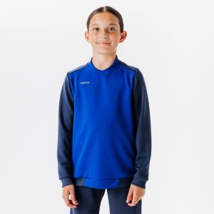 Bluza do piłki nożnej Kipsta Essential Club. Niebieskie bluzy KIPSTA, bez wzorów, z elastanu, bez kaptura. Za 49,99 zł.