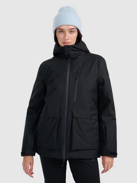 4F Kurtka narciarska membrana 8000 damska - czarna XXL. Czarne kurtki 4f, na zimę, xxl, bez wzorów, bez kaptura. Za 599,99 zł.