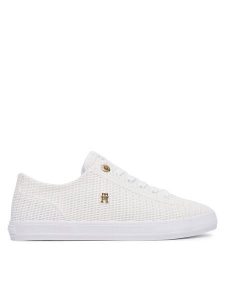 Tommy Hilfiger Tenisówki FW0FW09171 Biały. Białe trampki TOMMY HILFIGER, bez wzorów, z materiału, bez zapięcia. Za 359,99 zł.