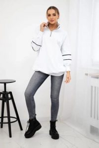 Bluza z suwakiem i kieszeniami biała. Białe bluzy KESI, l, bez wzorów, z bawełny, bez kaptura. Za 178,78 zł.