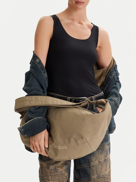 Guess Jeans Torebka CWBEO-GUESS-M-002-09 Zielony. Zielone torebki klasyczne Guess Jeans, z aplikacjami, z jeansu, bez dodatków. Za 199,99 zł.