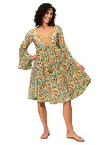 Aller Simplement Sukienka w kolorze zielonym ze wzorem rozmiar: 38/40. Zielone sukienki Aller Simplement, bez wzorów, bez kołnierzyka, bez ramiączek, midi. Za 56,99 zł.