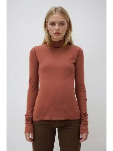 Weekday Koszulka w kolorze jasnobrązowym rozmiar: M. Brązowe bluzki Weekday, m, bez wzorów, bez kołnierzyka, bez ramiączek. Za 48,50 zł.