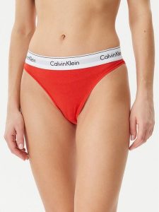 Calvin Klein Underwear Figi klasyczne z wysokim stanem LV00QF8319 Czerwony. Czerwone figi Calvin Klein Underwear, bez wzorów, z bawełny. Za 59,99 zł.