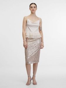 Orsay Top w kolorze kremowym rozmiar: XL. Brązowe topy Orsay, xl, bez wzorów, bez kołnierzyka, bez ramiączek. Za 32,90 zł.