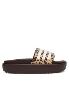 Adidas Klapki adilette Platform Slides JR9234 Brązowy. Brązowe klapki ADIDAS, bez wzorów, ze skóry, bez obcasa. Za 189,99 zł.