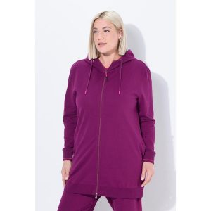 Damskie Bluza dresowa ozdobna lamówka oversize kaptur. Czerwone bluzy Ulla Popken, plus size, bez wzorów, z bawełny, bez kaptura. W wyprzedaży za 191,99 zł.