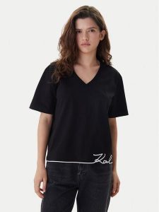 KARL LAGERFELD T-Shirt B1W17031 Czarny Relaxed Fit. Czarne t-shirty KARL LAGERFELD, m, bez wzorów, z bawełny, bez kołnierzyka, bez ramiączek. Za 284,99 zł.