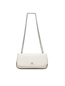 Calvin Klein Torebka Ck Convertible Chain Small Bag LV04F3172G Biały. Białe torebki klasyczne Calvin Klein, bez wzorów, ze skóry, bez dodatków. Za 429,99 zł.