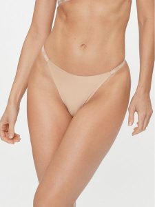Guess Stringi O3YE02 KBS50 Beżowy. Brązowe stringi Guess, z aplikacjami, z bawełny. Za 59,99 zł.