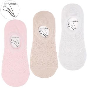 Eleganckie Stopki Damskie Moraj Mix Kolor 3 Pary. Szare skarpetki Moraj, w ażurowe wzory. Za 29,99 zł.