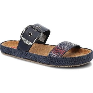 Granatowe Klapki Big Star Modne Buty Na Lato. Niebieskie klapki Big Star, bez wzorów, ze skóry ekologicznej, bez obcasa. Za 109,00 zł.