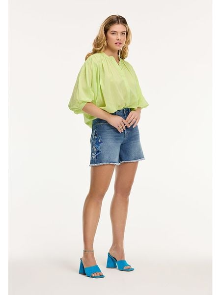 SHIWI Bluzka "Evelyn" w kolorze jasnozielonym rozmiar: L/XL. Zielone bluzki SHIWI, l, bez wzorów, z bawełny, bez kołnierzyka, bez ramiączek. Za 113,36 zł.