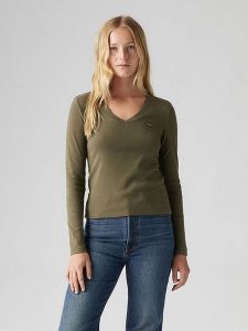 Levi's Koszulka w kolorze khaki rozmiar: L. Brązowe bluzki Levi's®, l, bez wzorów, z bawełny, bez kołnierzyka, bez ramiączek. Za 72,45 zł.