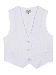 Herrlicher Lniana kamizelka w kolorze białym rozmiar: S. Białe kamizelki Herrlicher, s, bez wzorów, ze lnu, bez kołnierzyka, bez ramiączek, bez kaptura. Za 91,34 zł.