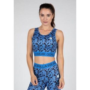 Osseo Crop Top - Niebieski. Niebieskie topy GORILLA WEAR, bez wzorów, sportowe, bez kołnierzyka, bez ramiączek. Za 189,00 zł.