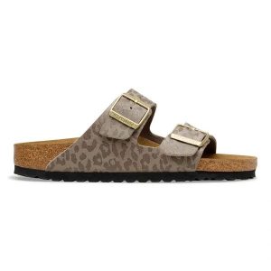BIRKENSTOCK Arizona SYN Leo Gray Taupe Klapki damskie. Szare klapki Birkenstock, bez wzorów, bez obcasa. Za 399,99 zł.