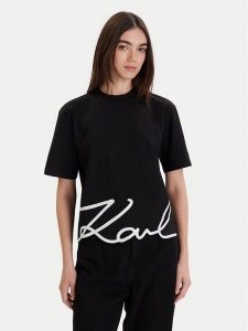 KARL LAGERFELD T-Shirt A1W17013 Czarny Relaxed Fit. Czarne t-shirty KARL LAGERFELD, xs, bez wzorów, z bawełny, bez kołnierzyka, bez ramiączek. Za 299,99 zł.