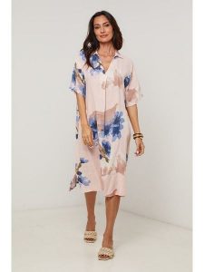 Le Monde du Lin Lniana sukienka w kolorze jasnoróżowo-niebieskim rozmiar: 36/38. Różowe sukienki Le Monde du Lin, bez wzorów, ze lnu, bez kołnierzyka, bez ramiączek, midi. Za 165,99 zł.