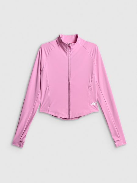 4F Bluza treningowa slim szybkoschnąca damska - różowa XL. Czerwone bluzy 4f, xl, bez wzorów, ze skóry, bez kaptura. Za 199,99 zł.