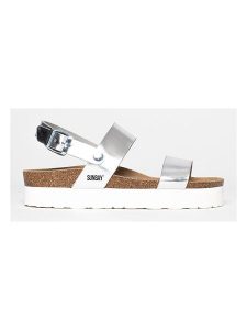 Sunbay Sandały "Galong" w kolorze srebrnym rozmiar: 41. Szare sandały Sunbay, bez wzorów, z otwartym noskiem, bez obcasa, na platformie, bez zapięcia. Za 133,95 zł.