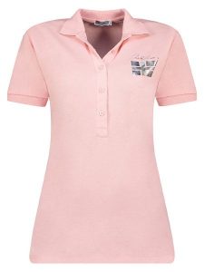 Geographical Norway Koszulka polo w kolorze jasnoróżowym rozmiar: S. Różowe bluzki Geographical Norway, s, bez wzorów, bez kołnierzyka, bez ramiączek. Za 61,46 zł.