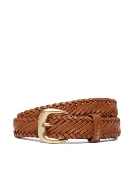 Calvin Klein Pasek Damski Braided Logo Buckle 25Mm LV04F7087G Brązowy. Brązowe paski Calvin Klein, bez wzorów, ze skóry. Za 269,99 zł.