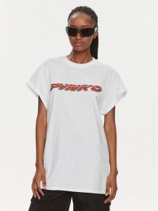 Pinko T-Shirt 103138 A1P7 Biały Relaxed Fit. Białe t-shirty Pinko, s, bez wzorów, z bawełny, bez kołnierzyka, bez ramiączek. Za 269,99 zł.