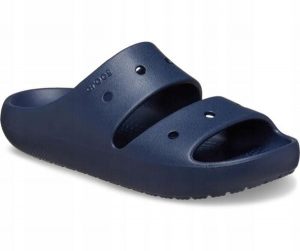 Klapki Dla Dorosłych Crocs Classic V2 Sandal. Niebieskie klapki Crocs, bez wzorów, z materiału, bez obcasa. Za 135,99 zł.