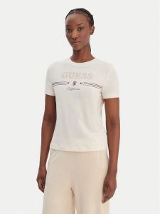 Guess T-Shirt V6GI06 K2967 Écru Regular Fit. T-shirty Guess, xl, z aplikacjami, z lyocellu, bez kołnierzyka, bez ramiączek. Za 209,99 zł.