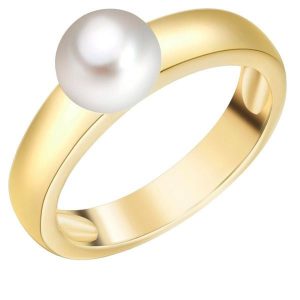 Valero Pearls Pierścionek z perłą srebro wysokiej próby Perła hodowlana słodkowodna żółte złoto Pierścionki 1 ct Damski. Żółte pierścionki Valero Pearls, z perłą, pozłacane. Za 220,99 zł.