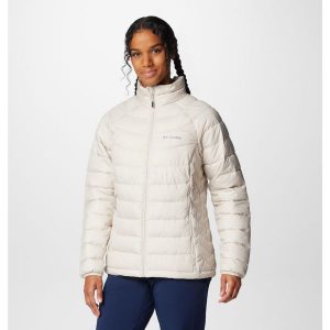 Kurtka Kobieta Columbia Powder Lite II beżowy. Białe kurtki Columbia, bez wzorów, z puchu, bez kaptura. Za 507,80 zł.