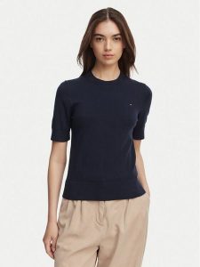 Tommy Hilfiger T-Shirt WW0WW49705 Granatowy Slim Fit. Niebieskie t-shirty TOMMY HILFIGER, xxs, bez wzorów, z bawełny, bez kołnierzyka, bez ramiączek. Za 244,99 zł.