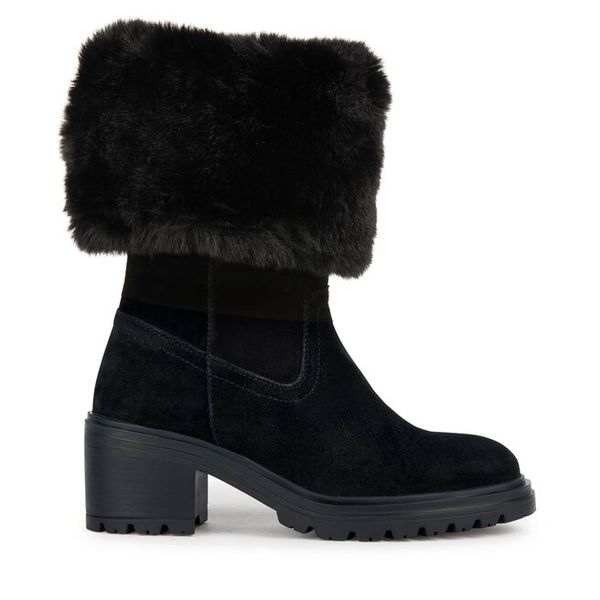 Botki Geox. Czarne botki Geox, bez wzorów, bez obcasa, na słupku, bez zapięcia. Za 579,99 zł.