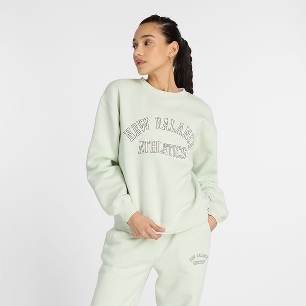 Bluza damska New Balance WT43516NUM – miętowa. Zielone bluzy New Balance, xl, bez wzorów, z bawełny, bez kaptura. Za 129,99 zł.