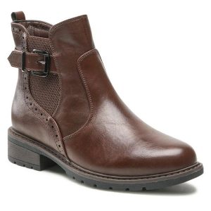 Botki Clara Barson. Brązowe botki Clara Barson, bez wzorów, bez obcasa, na płaskiej podeszwie, bez zapięcia. Za 74,99 zł.