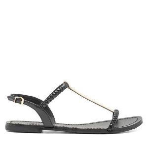 Sandały GINO ROSSI. Czarne sandały Gino Rossi, bez wzorów, bez obcasa, na płaskiej podeszwie, bez zapięcia. Za 249,99 zł.