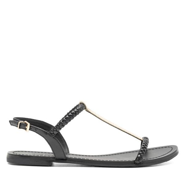 Sandały GINO ROSSI. Czarne sandały Gino Rossi, bez wzorów, bez obcasa, na płaskiej podeszwie, bez zapięcia. Za 249,99 zł.