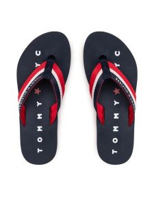 Tommy Hilfiger Japonki Tommy Loves Ny Beach Sandal FW0FW02370 Granatowy. Niebieskie klapki TOMMY HILFIGER, bez wzorów, z materiału, bez obcasa. Za 109,99 zł.