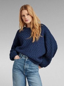 G-Star Sweter w kolorze granatowym rozmiar: XL. Niebieskie swetry oversize G-Star, xl, bez wzorów, z wełny, bez ramiączek. Za 232,78 zł.