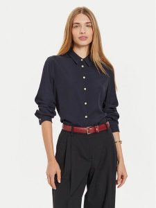 Tommy Hilfiger Koszula WW0WW43066 Granatowy Regular Fit. Niebieskie koszule TOMMY HILFIGER, bez wzorów, z wiskozy, bez kołnierzyka, bez ramiączek. Za 299,99 zł.