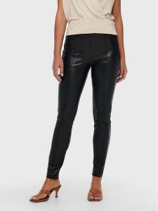 ONLY Legginsy Jessie 15231825 Czarny Slim Fit. Czarne legginsy ONLY, bez wzorów, ze skóry. Za 129,99 zł.