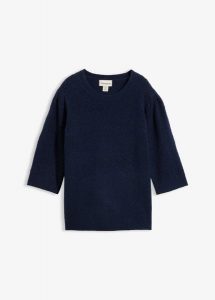 Sweter ażurowy. Niebieskie swetry klasyczne bonprix, bez kołnierzyka. Za 124,99 zł.