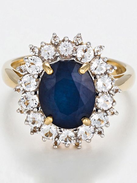 CARATELLI Złoty pierścionek "Soleil Bleu" z topazami i szafirem rozmiar: 59. Niebieskie pierścionki CARATELLI, z szafirem, złote. Za 2 442,59 zł.