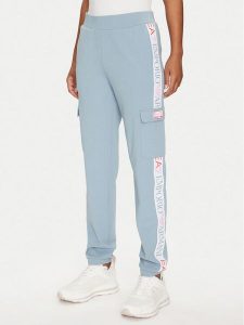 EA7 Emporio Armani Spodnie dresowe 3DTP64 TJKWZ 1533 Błękitny Regular Fit. Niebieskie spodnie dresowe EA7 Emporio Armani, xs, bez wzorów, z dresówki. Za 329,99 zł.